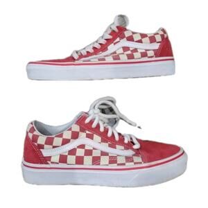 Vans Old Skool Checkerboard Racing‎ Red Sneakers Women's 7.5/ Men's 6 Unisex